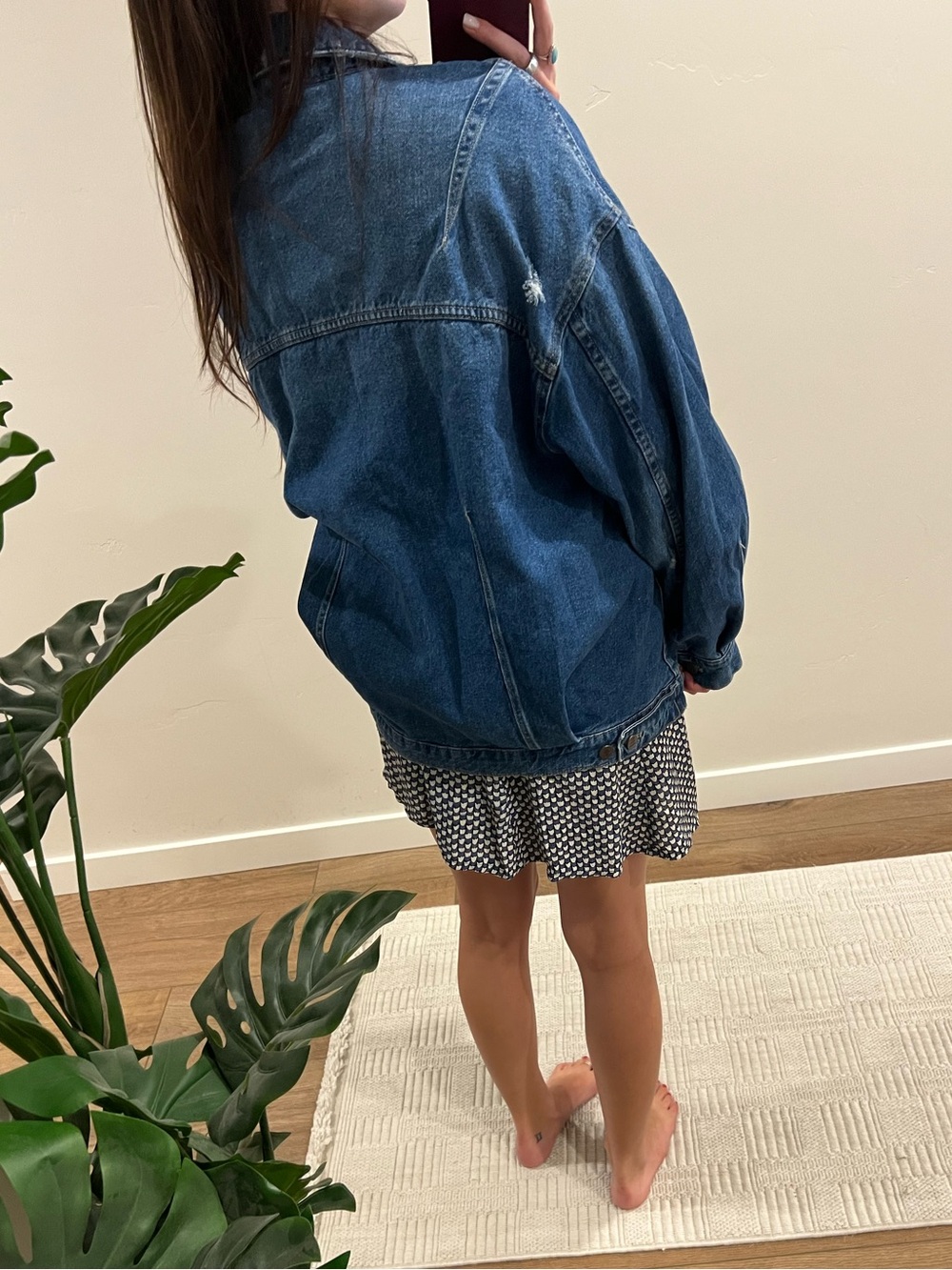 We The Free Dark Blue Oversized Denim Jacket - Picture 3 of 8